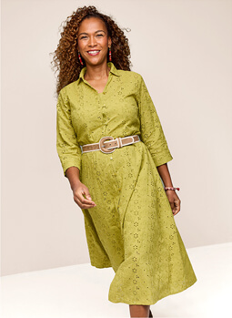 Broderie Cutwork Lined Dress - LS660